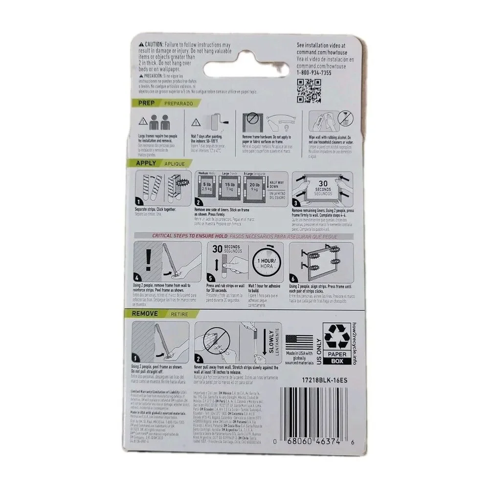 Command Picture Hanging Strips Big Pack 16 Pairs – XL L M – Damage‑Free Hanging